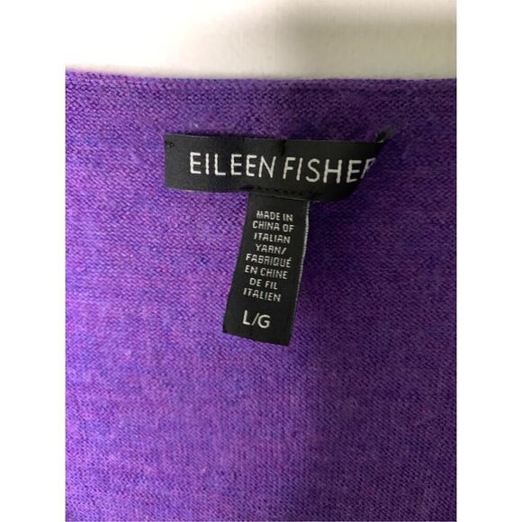 Eileen Fisher 100% merino wool long sweater top purple women's size large - Picture 3 of 4